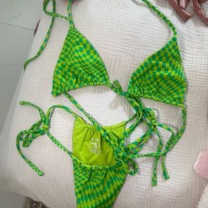FRANKIES BIKINIS TIA GREEN CHECKERED SET
